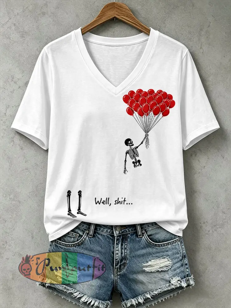 Women’s Well Shit Skull T-Shirt - White · S