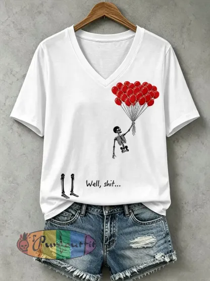 Women’s Well Shit Skull T-Shirt - White · S