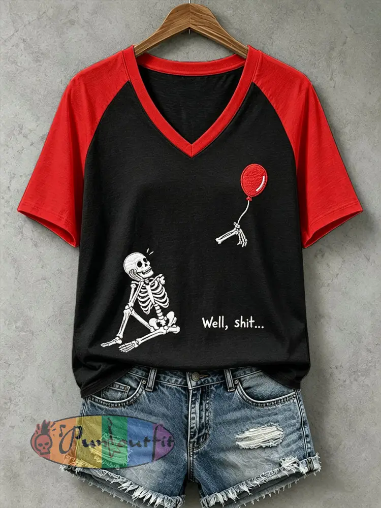 Women’s Well Shit Skull T-Shirt - Red · S