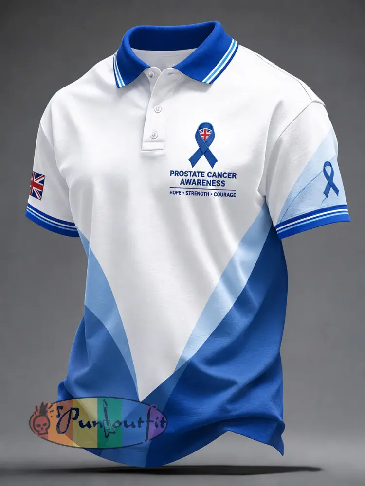 Men’s Prostate Cancer Awareness Printed Casual Top - Blue · S
