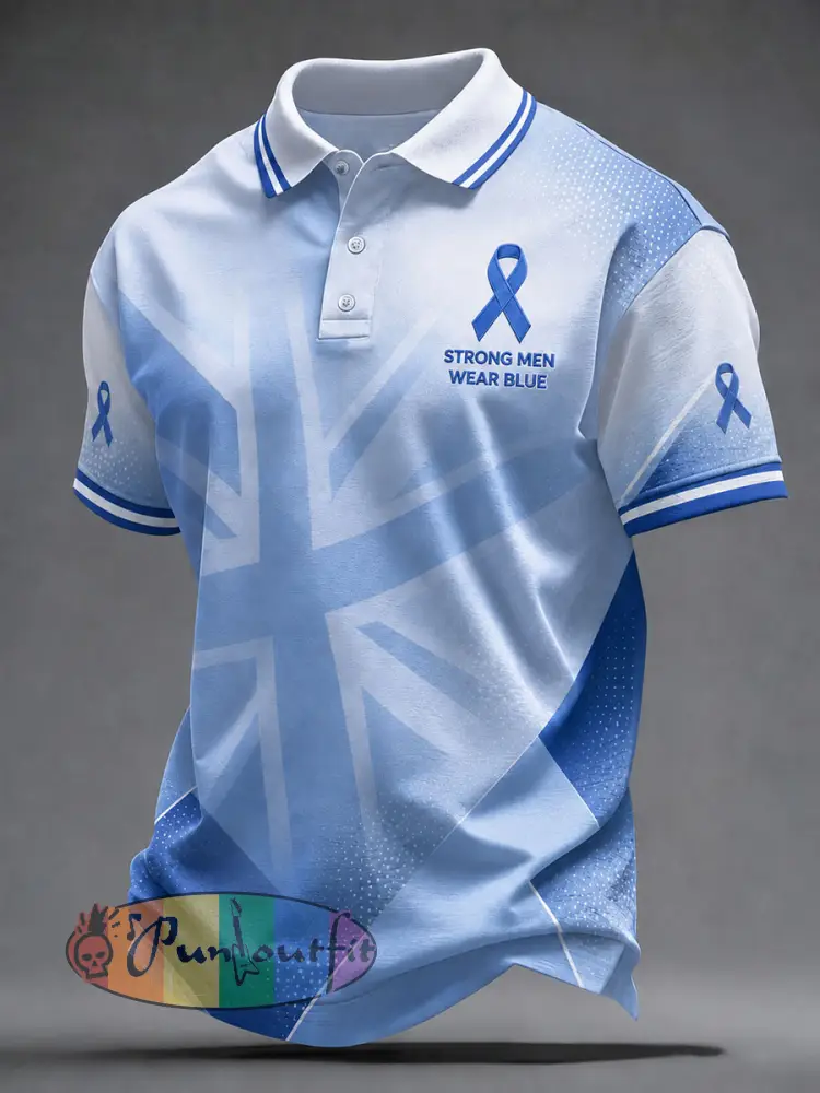 Men’s Prostate Cancer Awareness Printed Casual Top - Blue · S