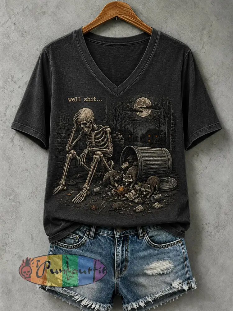Women’s Well Shit Skull T-shirt - Black · S
