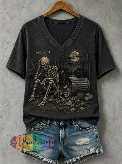 Women’s Well Shit Skull T-shirt - Black · S