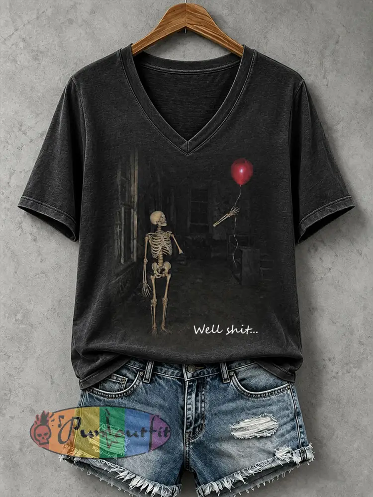 Women’s Well Shit Skull T-shirt - Black · S