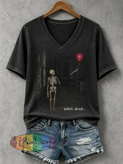 Women’s Well Shit Skull T-shirt - Black · S