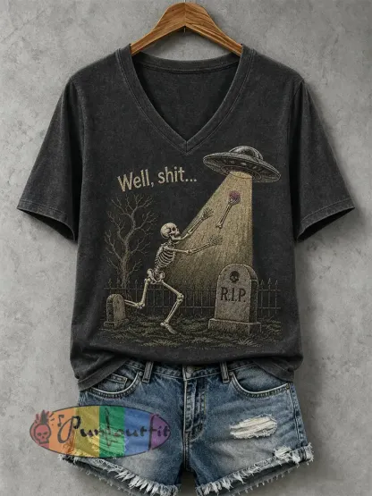 Women’s Well Shit Skull T-shirt - Black · S