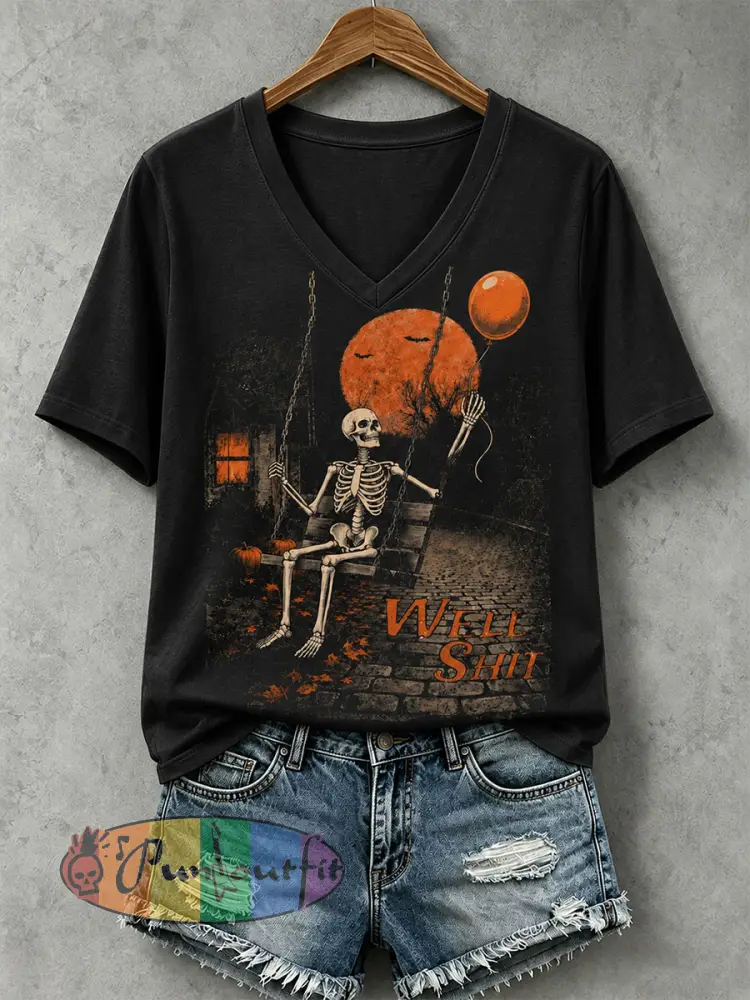 Women’s Well Shit Skull T-shirt - Black · S