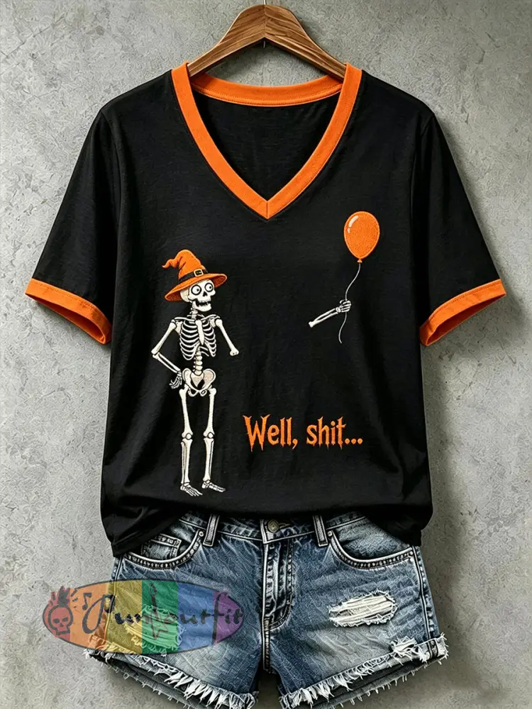 Women’s Well Shit Skull T-shirt - Black · S