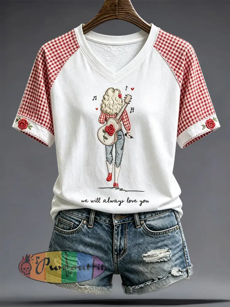 Women’s Rip Country Music Lover Queen of Country Printed T-shirt - White · S