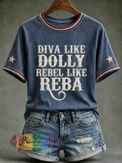Women’s DOLLY Printed T-shirt - Blue · S