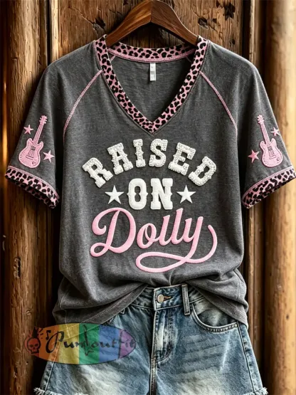 Women’s Vintage Classic Country Music Inspired Western Print Memorial short-sleeved T-shirt - Dark Gray · S