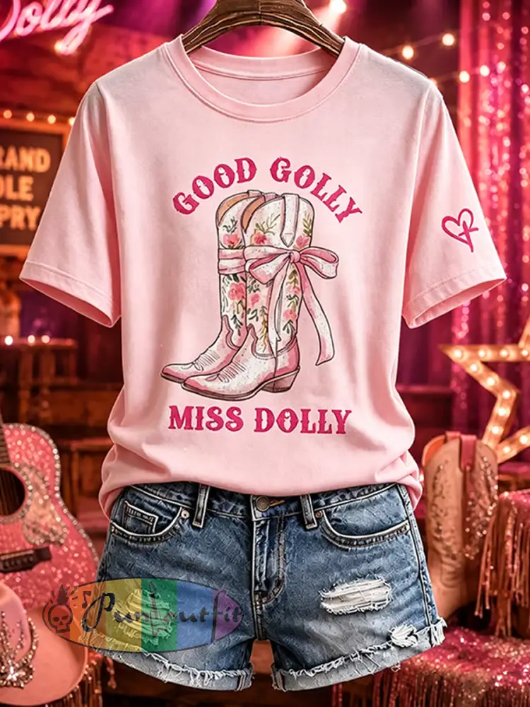 Women’s Rip Country Music Lover Queen of Country Printed short-sleeved T-shirt - Pink · S