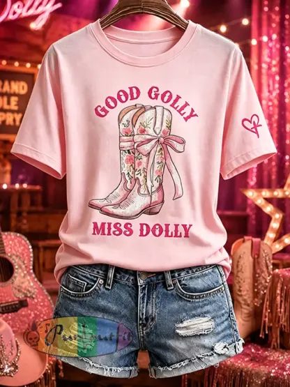 Women’s Rip Country Music Lover Queen of Country Printed short-sleeved T-shirt - Pink · S