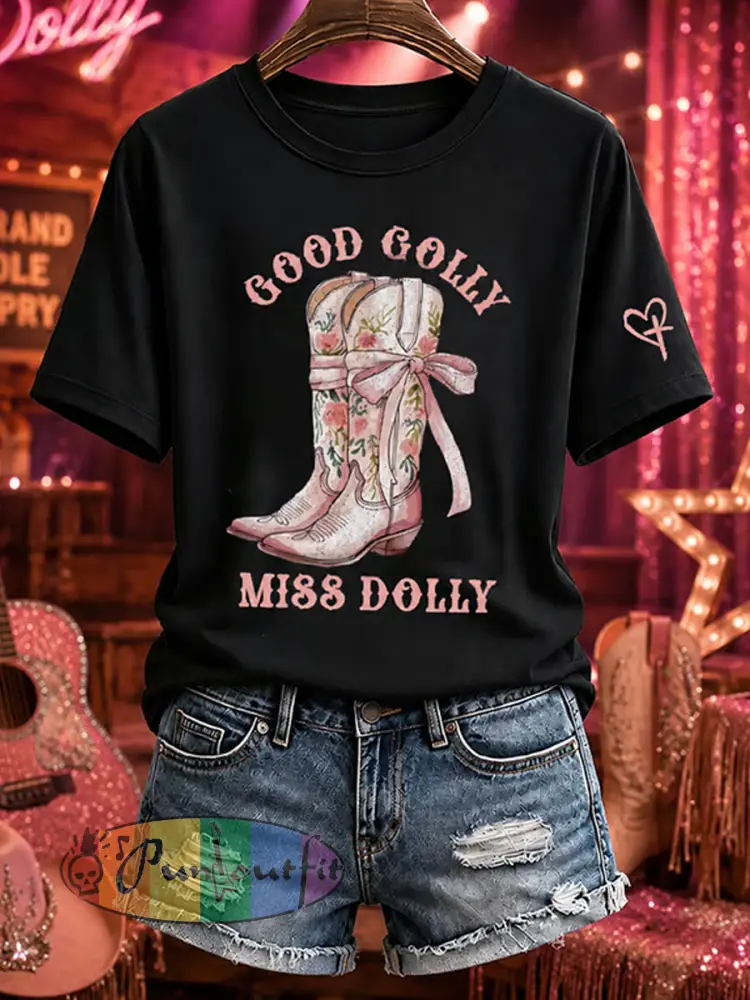 Women’s Rip Country Music Lover Queen of Country Printed short-sleeved T-shirt - Black · S