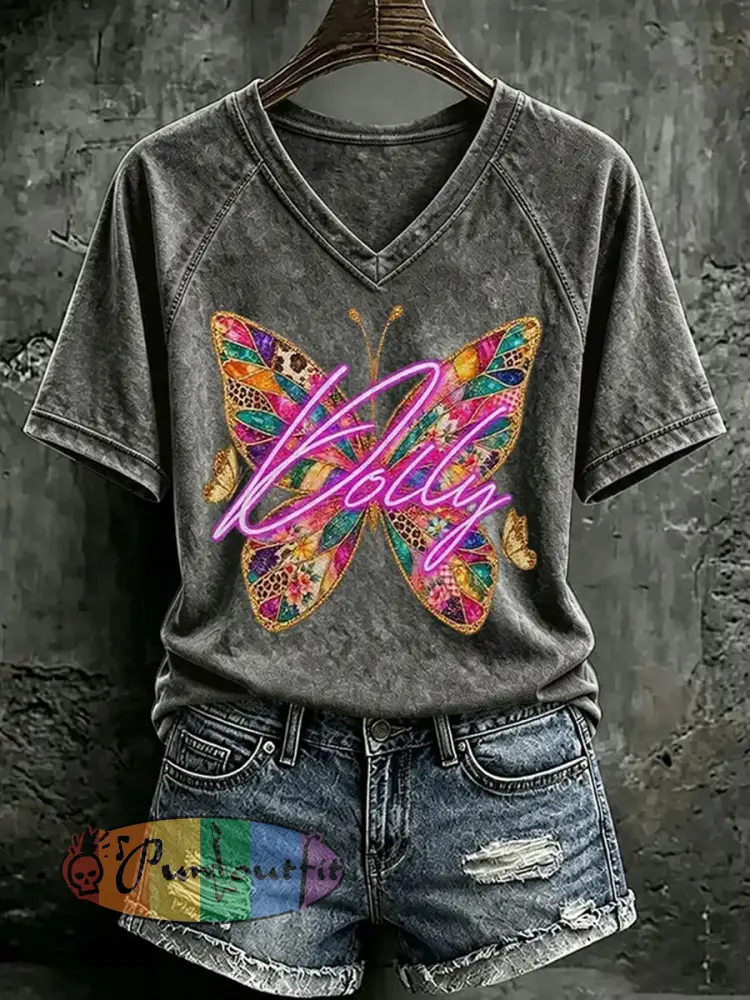 Women’s Country Music Print Casual T-Shirt - Gray · S