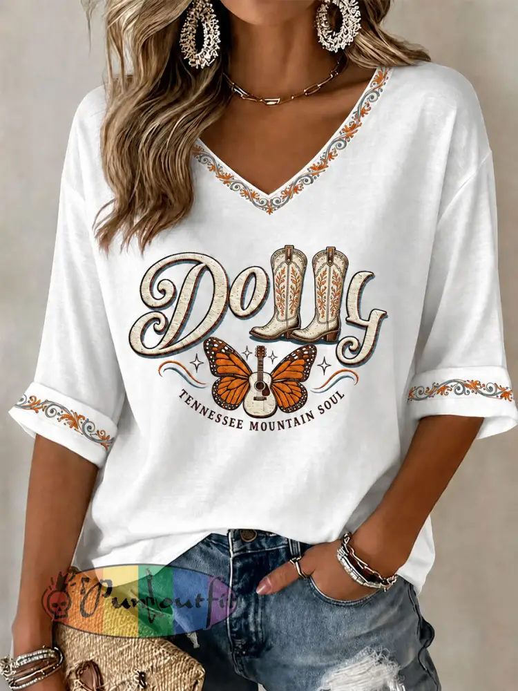 Women’s Rip Country Music Lover Queen of Country Printed T-shirt