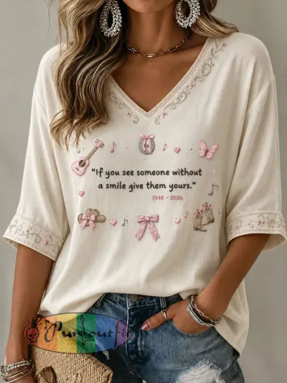 Women’s Rip Country Music Lover Queen of Country Printed T-Shirt - Apricot · S