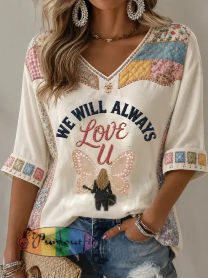 Women’s Rip Country Music Lover Queen of Country Printed T-Shirt - Apricot · S