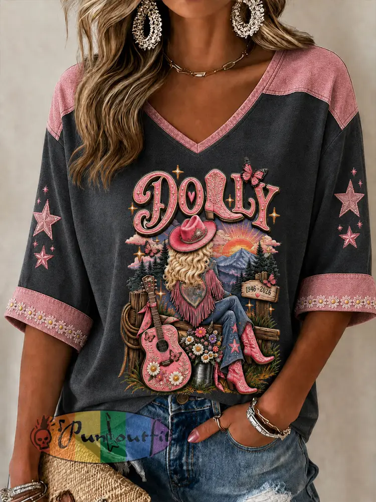 Women’s Rip Country Music Lover Queen of Country Printed T-shirt - Dark Gray · S