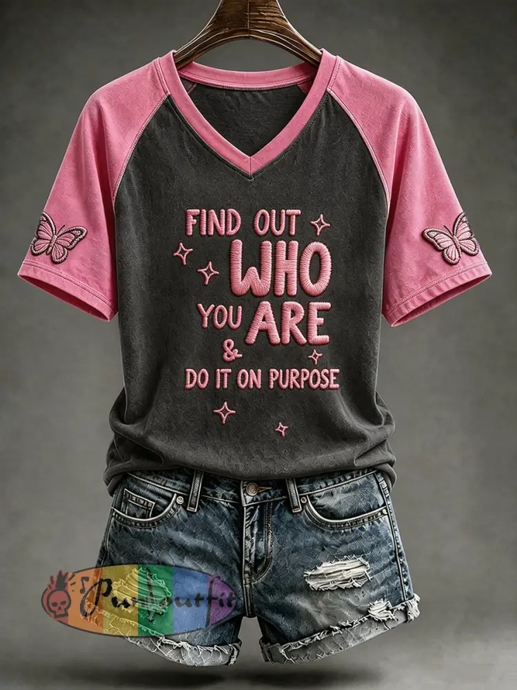Women’s Find Out Who You are Do It On Purpose V-neck T-shirt - Black · S