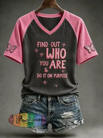 Women’s Find Out Who You are Do It On Purpose V-neck T-shirt - Black · S