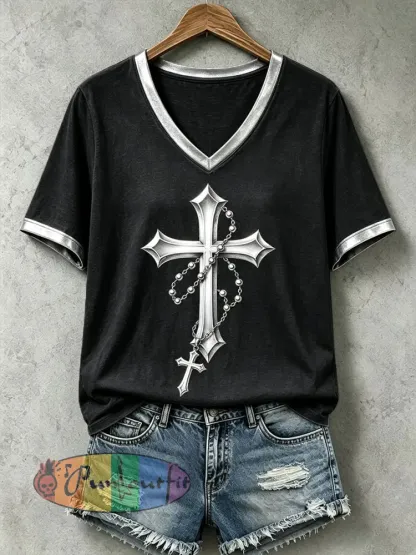Women’s Gothic Cross T-Shirt - Black · S