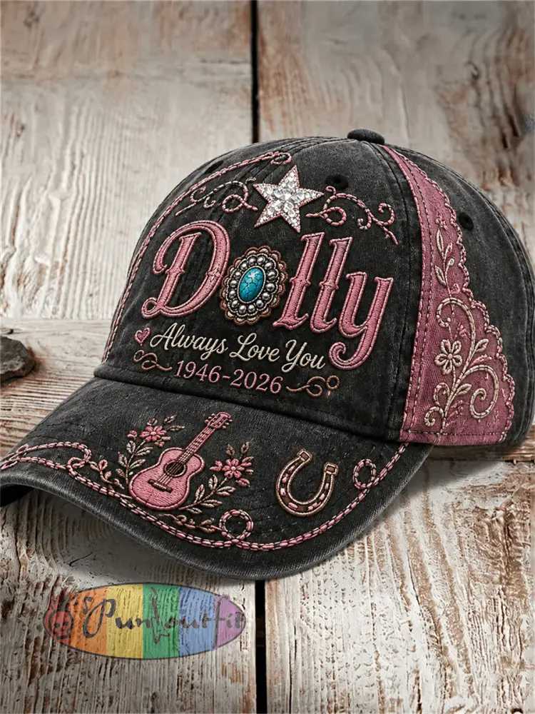 Unisex Vintage Classic Country Music Inspired Western Print Memorial Cap - Black · ONE