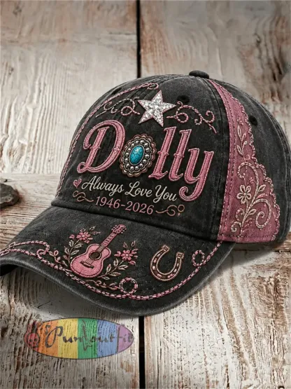 Unisex Vintage Classic Country Music Inspired Western Print Memorial Cap - Black · ONE