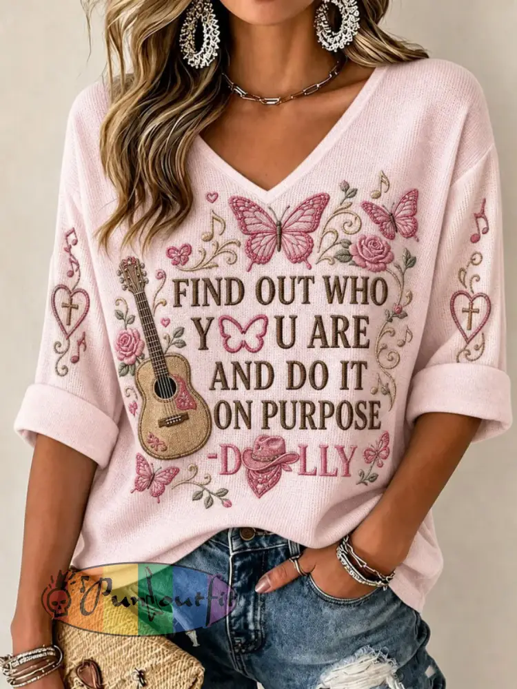 Women’s FIND OUT WHO YOU ARE AND DO IT ON PURPOSE Waffle T-shirt - Pink · S