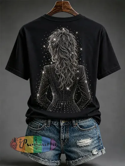 Women’s Rip Country Music Queen Printed Short-sleeved T-shirt