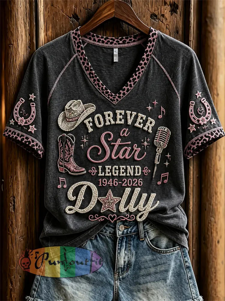 Women’s Country Music Legend Print Memorial short-sleeved T-shirt - Black · S