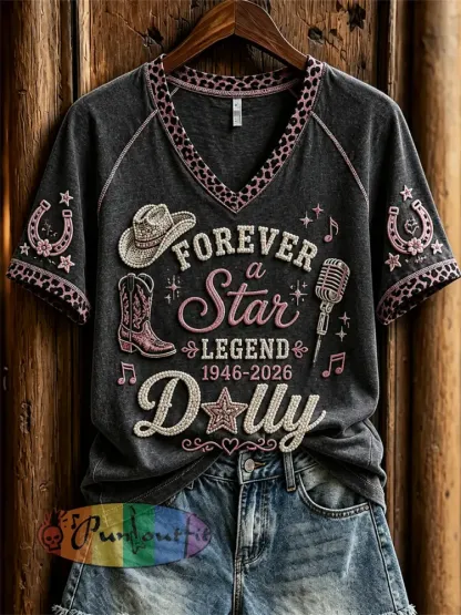 Women’s Country Music Legend Print Memorial short-sleeved T-shirt - Black · S