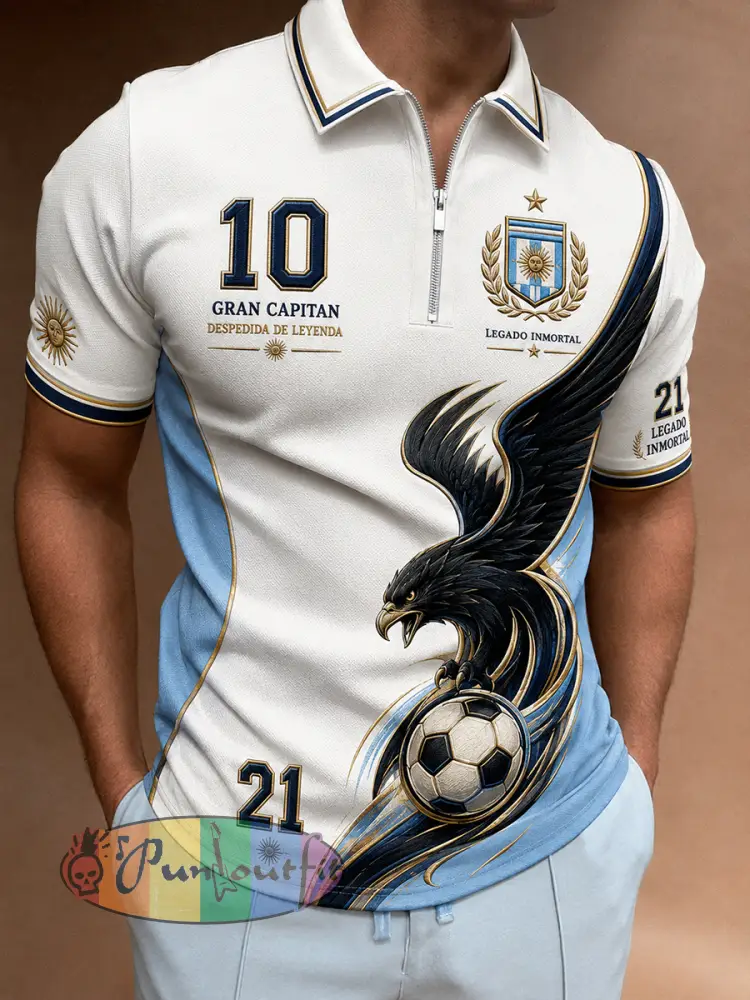 Men’s Legendary Player Commemorative Graphic Zip-Front Short-Sleeve Polo Shirt - A · S