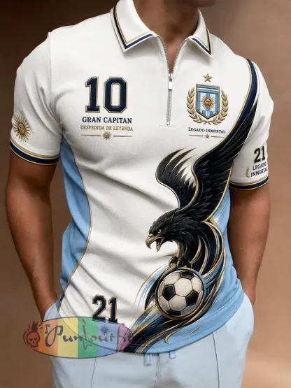 Men’s Legendary Player Commemorative Graphic Zip-Front Short-Sleeve Polo Shirt - A · S
