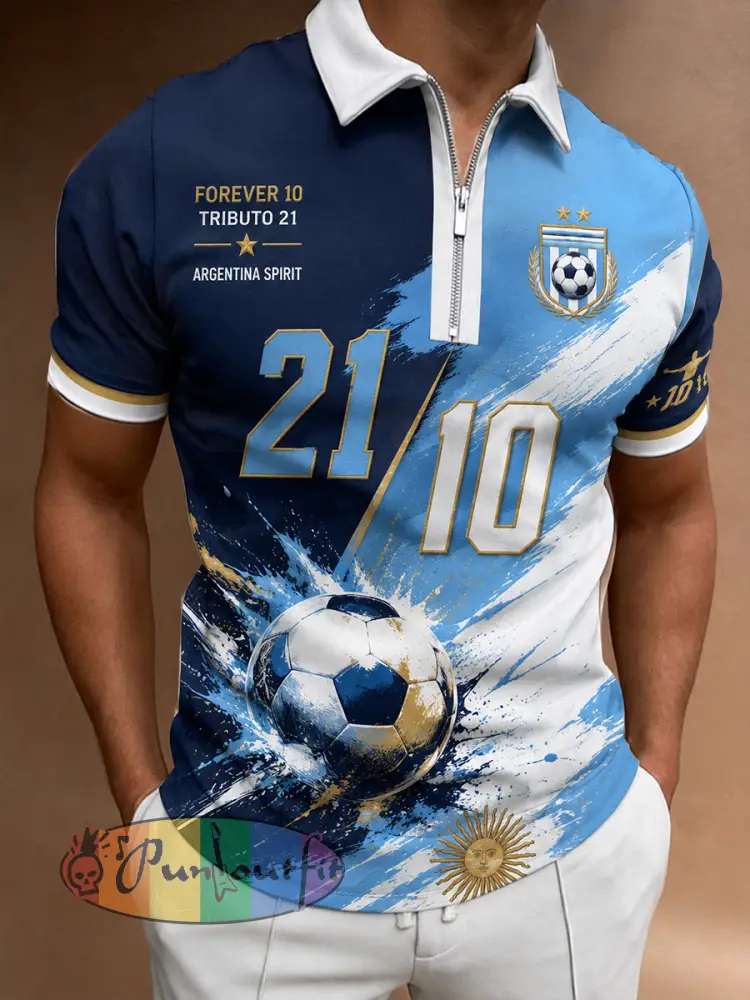 Men’s Legendary Player Commemorative Graphic Zip-Front Short-Sleeve Polo Shirt - A · S