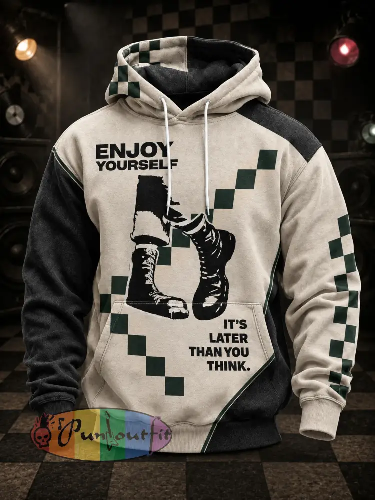 Men’s Ska Revival Style Printed Hoodie - As picture · S