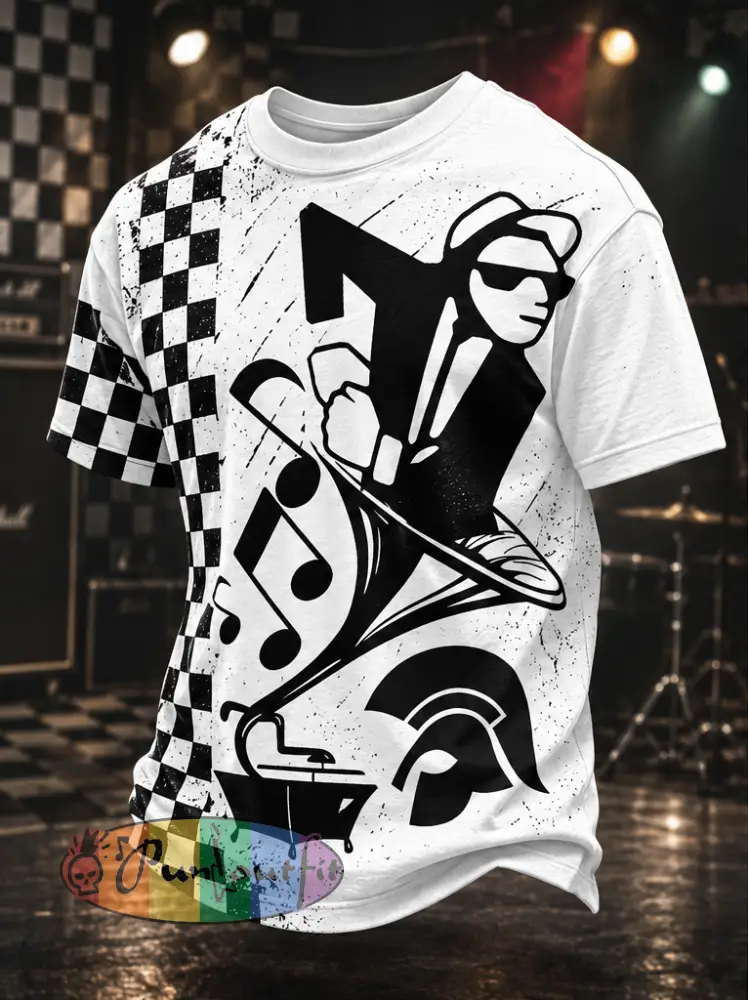 Men’s Ska Revival Style Printed Short Sleeves T-shirt - As picture · S