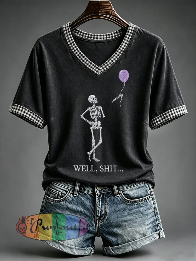 Women’s Funny Skeleton T-Shirt - Black · S