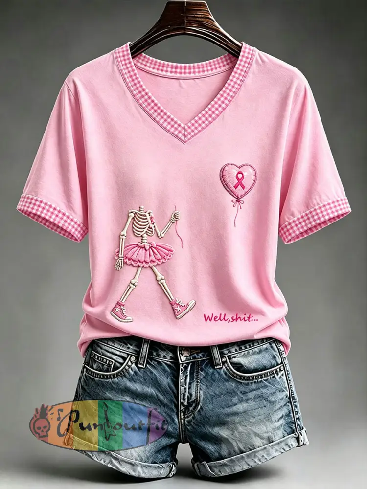 Women’s Funny Skull T-Shirt - Pink · S