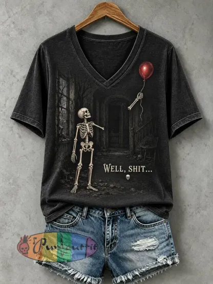 Women’s Funny Skeleton T-Shirt - Black · S