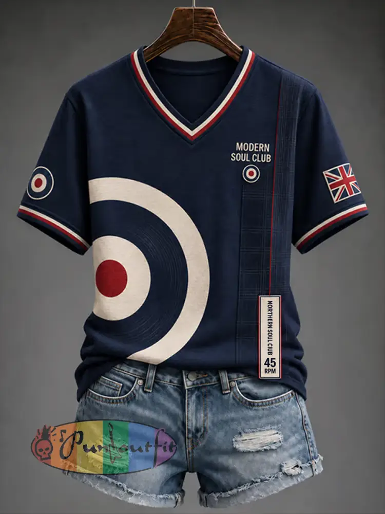 Women’s Mods Culture UK Music Lover Printed short-sleeved T-shirt - Navy Blue · S