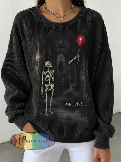 Women’s Funny Skeleton Sweatshirt - Black · S