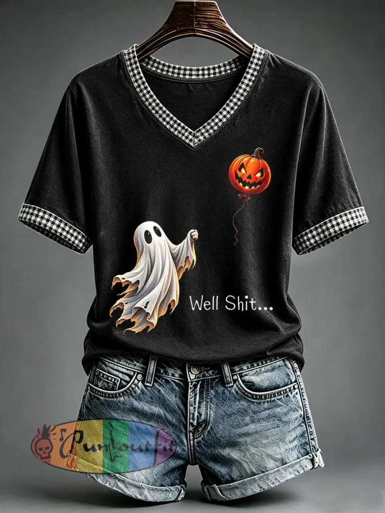Women’s Halloween Ghost T-Shirt - Black · S