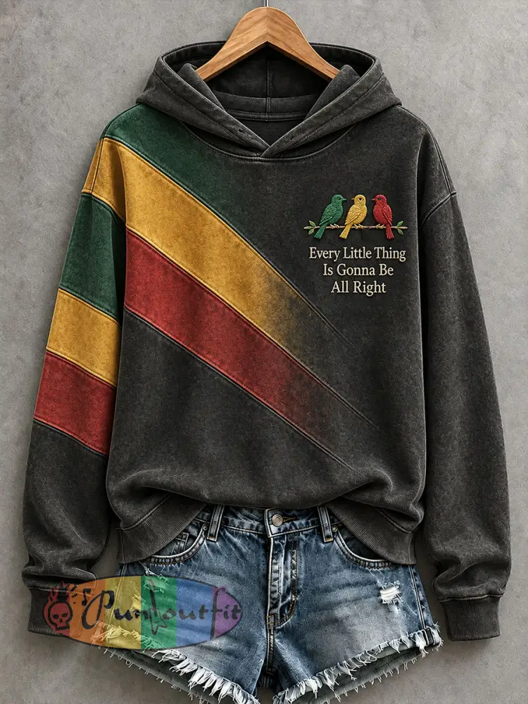 Women’s Every Little Thing Is Gonna Be All Right Hoodie - Black · S