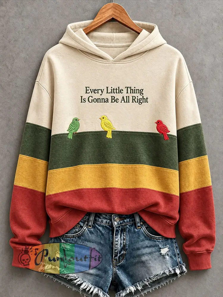 Women’s Every Little Thing Is Gonna Be All Right Hoodie - Apricot · S
