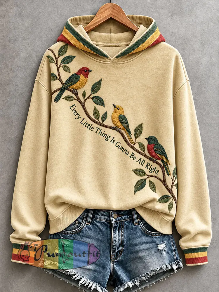 Women’s Every Little Thing Is Gonna Be All Right Hoodie - Yellow · S