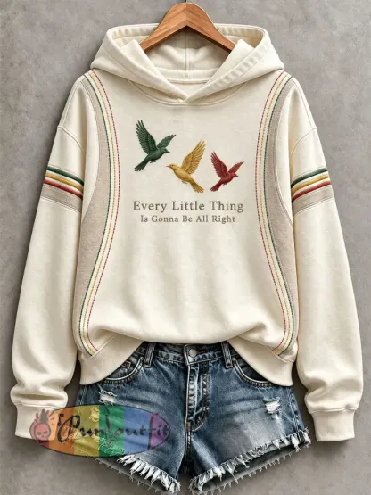 Women’s Every Little Thing Is Gonna Be All Right Hoodie - Creamy-White · S