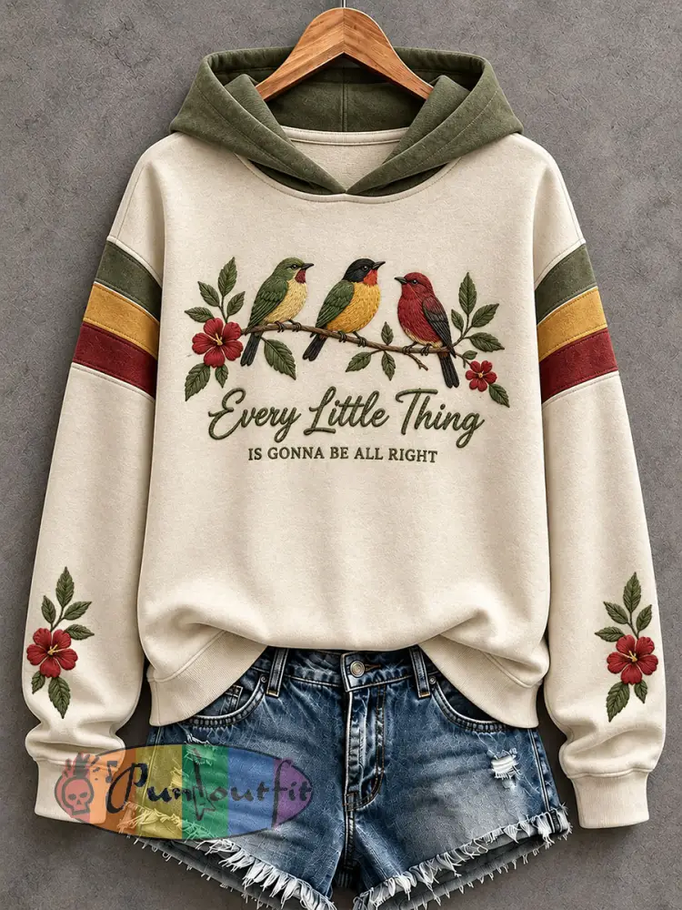 Women’s Every Little Thing Is Gonna Be All Right Hoodie - Apricot · S