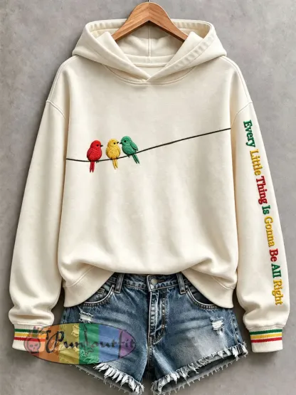 Women’s Every Little Thing Is Gonna Be All Right Hoodie - Creamy-White · S