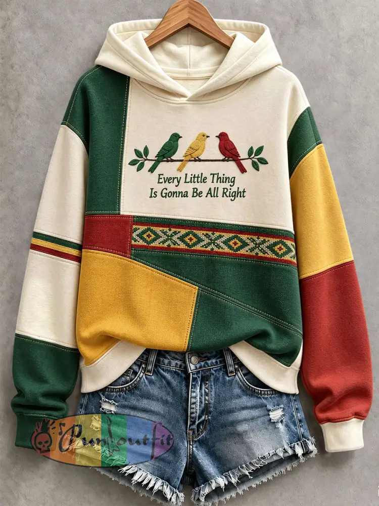 Women’s Every Little Thing Is Gonna Be All Right Hoodie - Creamy-White · S
